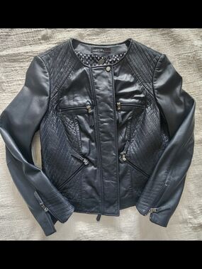 Marc Cain Navy-Black Leather Jacket
